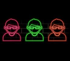 Glowing neon line Assistant icon isolated on brick wall background. Illustration vector