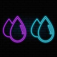 Glowing neon line Water drop icon isolated on black background. Colorful contour concept. illustration vector