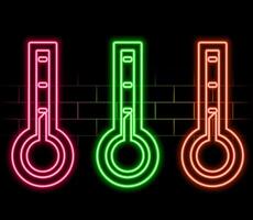 Neon light speech bubble. Fahrenheit thermometer line icon. Temperature diagnostic sign. Fever measuring symbol. Neon light background. Fahrenheit thermometer glow line. vector