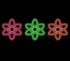 Atom electrons tech science shining light effect symbol vector