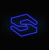 Hands shaking neon icon in line style. Business handshake symbol, greeting vibration. illustration.. vector