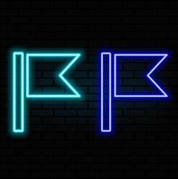 flag neon style icon on dark gradient background. blue color. vector