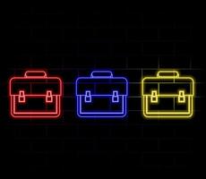 Neon icon set briefcase, portfolio. Set of red, blue, yellow neon icon vector