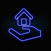 Ownership protection. Property neon icon. Real Estate Set. Elements. Simple icon for infographics, websites, and web design. vector