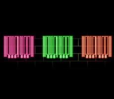 Bar code with black background, 3d rendering. Computer digital drawing. vector