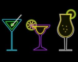 Cocktail Symbol Glass Neon Light Glowing Flat Isolated Graphic vector