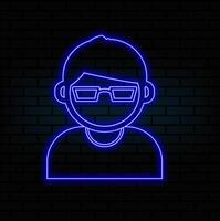 Glowing neon line Poker player icon isolated on brick wall background. Illustration vector