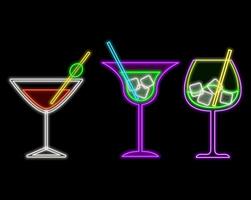 Cocktail Neon Sign. Illustration of Drink Promotion. vector