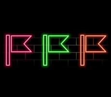 orange flag. neon style. multiple cores. vector