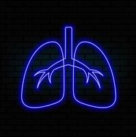 The appearance of neon glowing lung symbols. human neon Lung and rim icon. Glowing neon line Lungs icon isolated on black background. vector