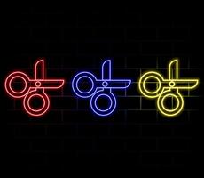 scissors neon icon. Simple thin line, outline of web, minimalistic icons for UI and UX, website or mobile application vector