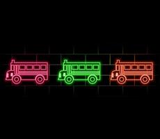 Neon light speech bubble. Shuttle bus line icon. Airport transport sign. Transfer service symbol. Neon light background. Shuttle bus glow line. Brick wall banner. vector