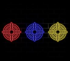 Glowing neon Target sport icon isolated on black background. Clean target with numbers for shooting range or shooting. vector