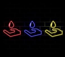 Hands with water drop neon icon. Elements of ecology set. Simple icon for websites, web design, mobile app, info graphics vector