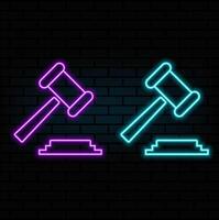 court hammer icon. Elements of Crime Investigation in neon style icons. Simple icon for websites, web design, mobile app, info graphics vector