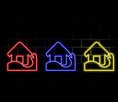 Collection of flood icon symbols on white background. neon style. vector