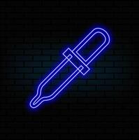 Neon Medical dropper icon. Glowing neon line drop icon isolated on black background. Dropper Design Template. vector