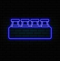 Vaccine bottle floating in the air, isolated in blue-red neon gradient light. Levitating objects. Minimal concept vector