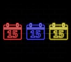 luminous neon 15 date calendar black background vector
