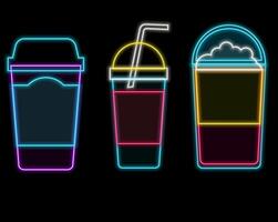 Milk shake Neon Signs Style Text vector