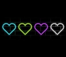 Bright heart. Neon sign. Retro neon heart sign on purple background. Design element for Happy Valentine's Day. illustration vector