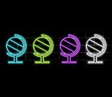 Globe Geography Neon Label. Illustration of Education Promotion. vector