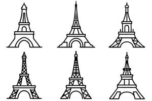 Eiffel tower icons set vector
