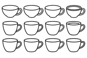 Cup Line Art Abstract Mug with Simple Geometric Patterns vector