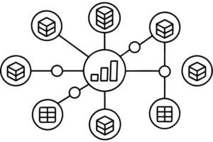 A diagram of a network of data storage devices vector