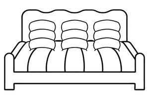 Bed with pillows coloring page vector