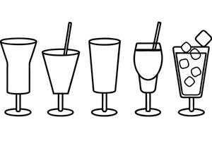 Drink Glass with Ice Line Art Illustration Sleek Design for Elegant Spaces vector