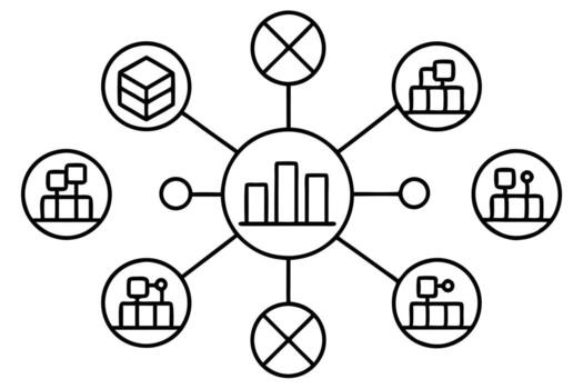 Data exchange line art focusing on modern communication and data transfer vector
