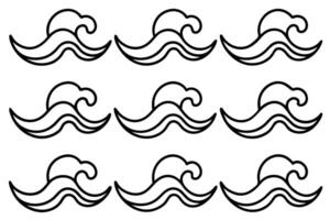 Sea Wave Pattern Line Art Creates a Serene Ocean Visual Effect vector