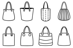 Floral line art tote bag design inspiration with artistic illustrations vector