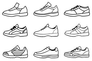 Simple sneakers line art pattern for elegant artistic compositions vector