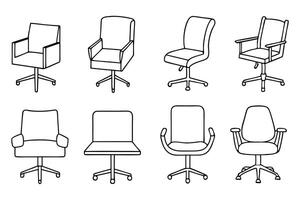 Office chair line art illustration geometric modern seating design concept vector