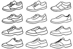 Simple sneakers line art representation for modern design ideas vector