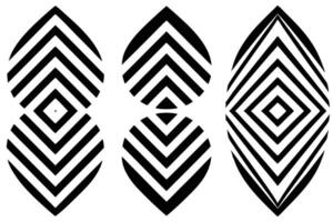 Three black and white geometric shapes with a white background vector