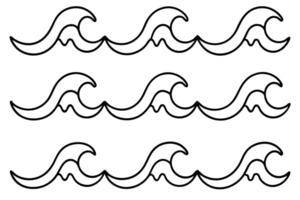 Sea Wave Pattern Line Art Showcases Fluidity in Minimalist Style vector