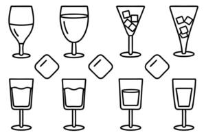 Drink Glass with Ice Line Art Illustration Bold Graphic Minimalistic Style vector