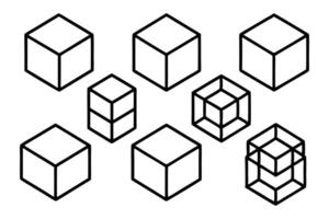 Cube Line Art Illustration Contemporary Geometric Pattern Abstract Modern Design vector