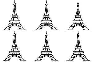 Eiffel Tower Line Art Illustration Elegant Parisian Monument Modern Art vector