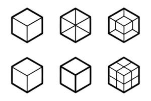 Cube Line Art Illustration Geometric Abstract Pattern Minimalistic Modern Design vector