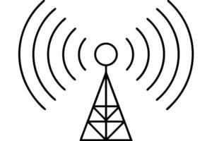 Radio signal frequency line art illustration featuring abstract signal waves vector