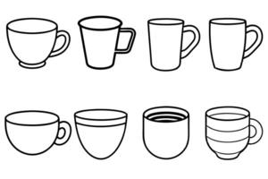 Cup Line Art Detailed Coffee Cup with Intricate Pattern Design vector