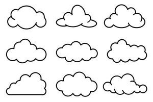 Cloud Line Art Illustration with Hand-Drawn Sketch Style Elements vector