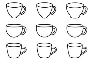 Cup Line Art Creative Simple Coffee Mug Black White Design vector