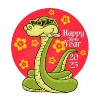 Happy New Year 2025, Chinese new year, year of the snake. vector