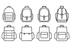 Minimalist backpack line art illustration capturing sleek design aesthetics vector