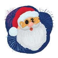 Santa Claus with sunglasses, Happy New Year 2025. vector
